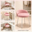 Chaise de coiffeuse avec tabouret d'appoint à dossier bas pour salle de bain et salon, velours, rose-1164847274