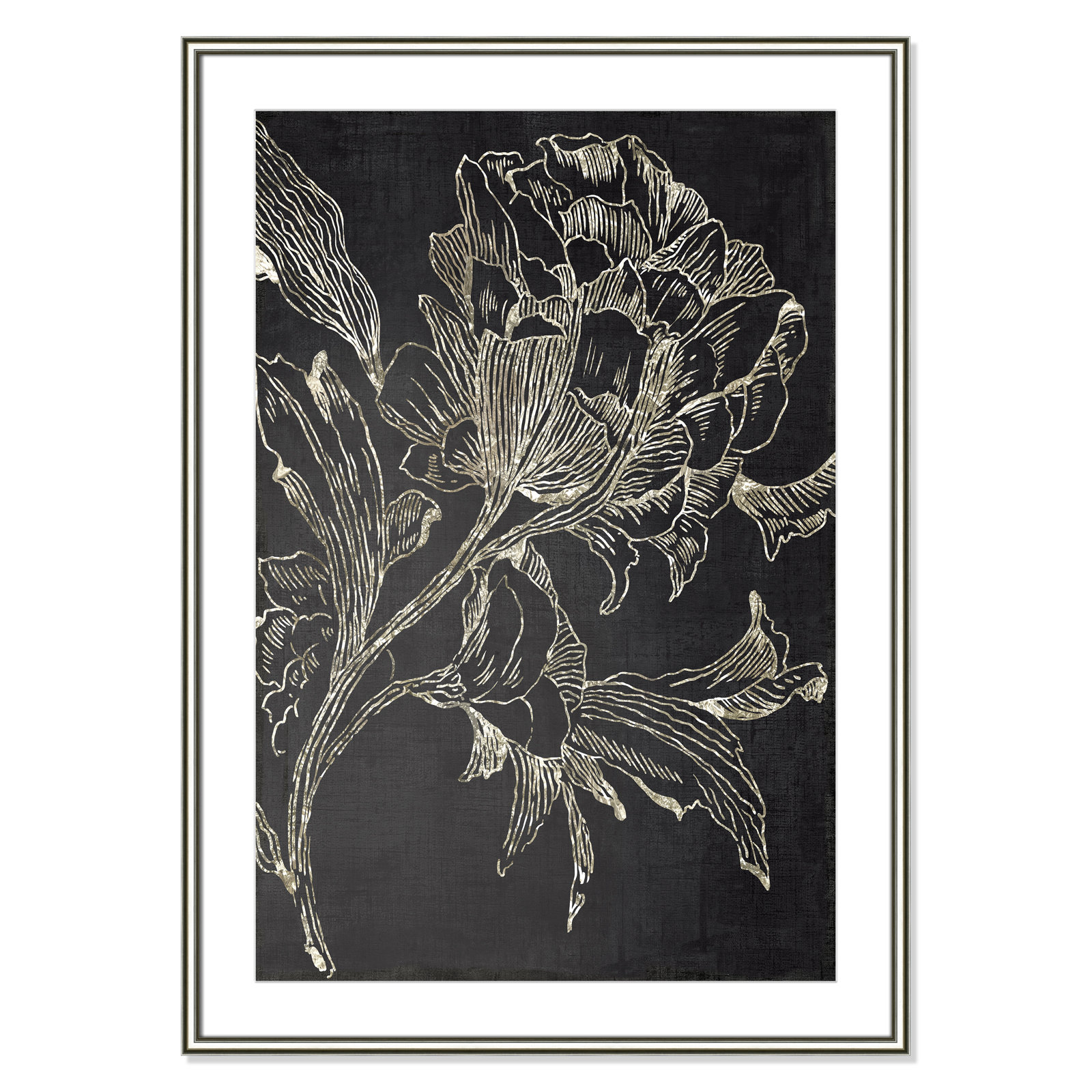 Clarendon "Golden Flower Folklore I" Print, Silver Framed, 42.75" H x 30.75" W