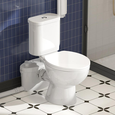 Macerating Toilet With 1000w Macerator Pump, Upflush Toilet For Basement With 4 Water Inlet