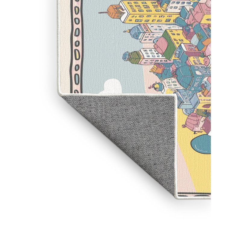 Harriet Bee Washable City Scape Rug, Rectangle 7' x 9'