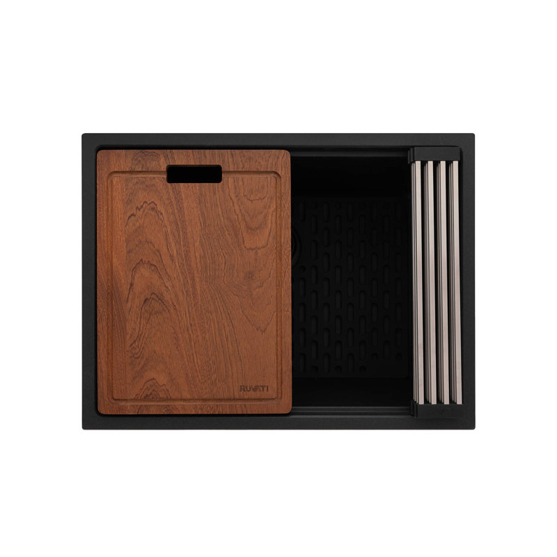 Évier à lessive encastrable 25 po Ruvati, Noir anthracite