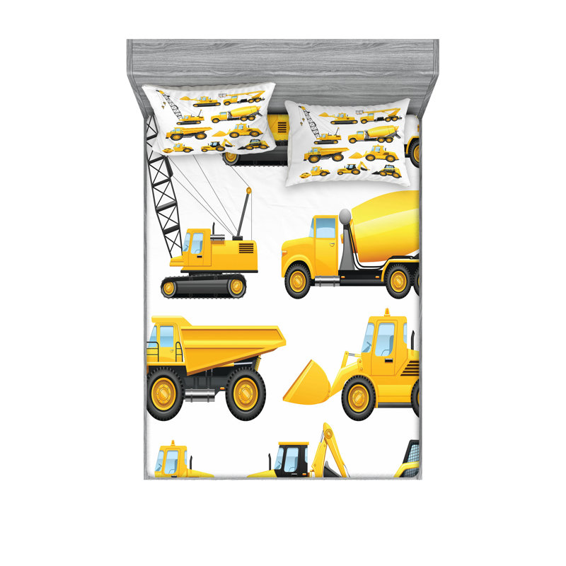Drap-housse et coussin décoratif Ambesonne, jaune terre et noir, Ensemble de draps pour très grand lit californien