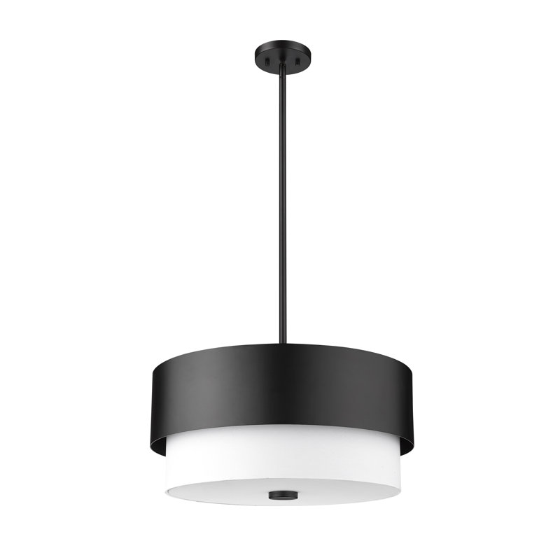 Luminaire suspendu 3 lumières ollin, Noir mat, H 9,125 po x l 18 po x P 18 po