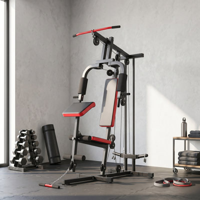 Équipement de gymnastique à domicile, appareil de musculation avec système de poulie, noir