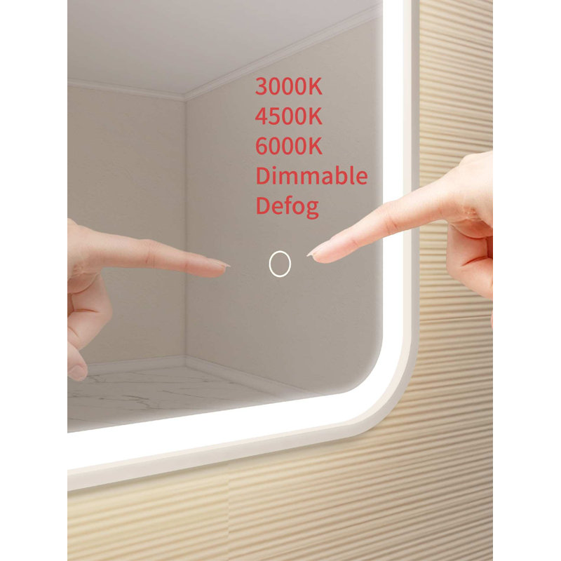 30 Inch Rectangle LED Front and Backlit Wall Mirror in Silver, Silver, 30" x 30"