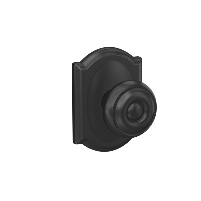Georgian Hall-Closet and Bed-Bath Knob with Camelot Trim, Matte Black