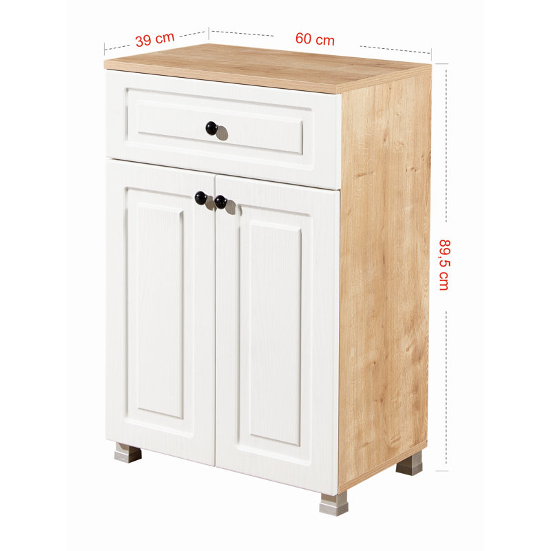 Modern Multi-Purpose Cabinet, Sapphire Oak & Walnut, 23.6 x 35.2 x 15.4 inches | 100% Melamine Coated Particle Board, 0.71 in Thickness | MDF Doors with Ash Tree Membrane | Easy Assembly, 2 Doors, 1 Drawer & Numerous Shelves