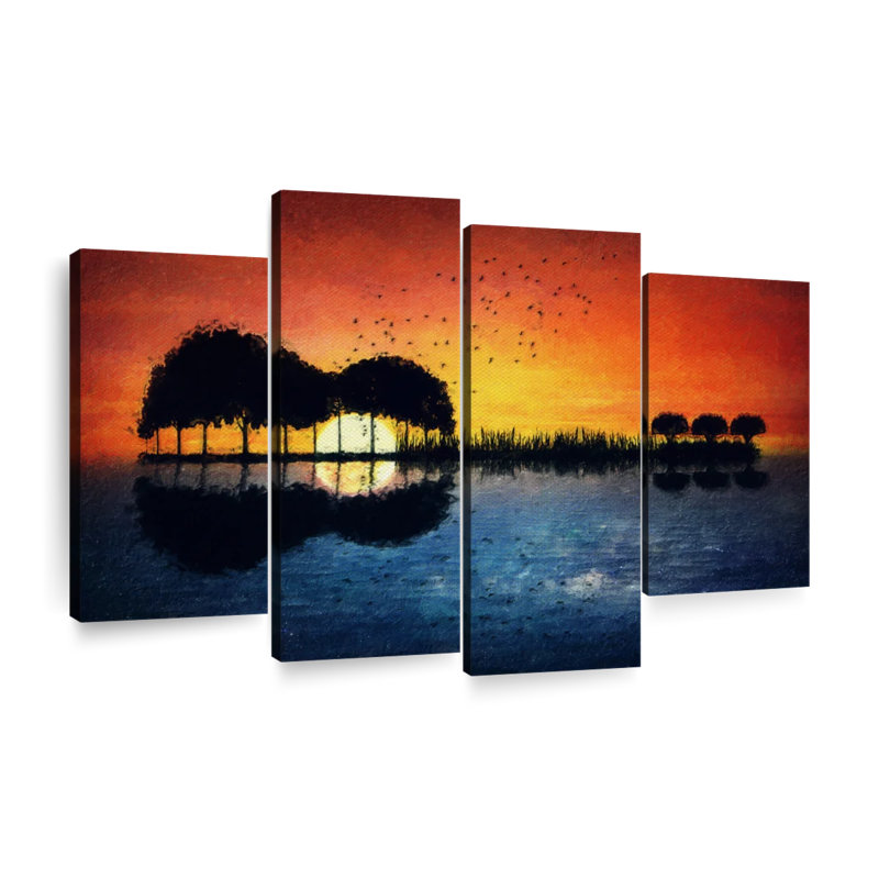 «Guitare Sunset», reproduction d'art sur toile, H 48 po x l 75 po x P 1,25 po