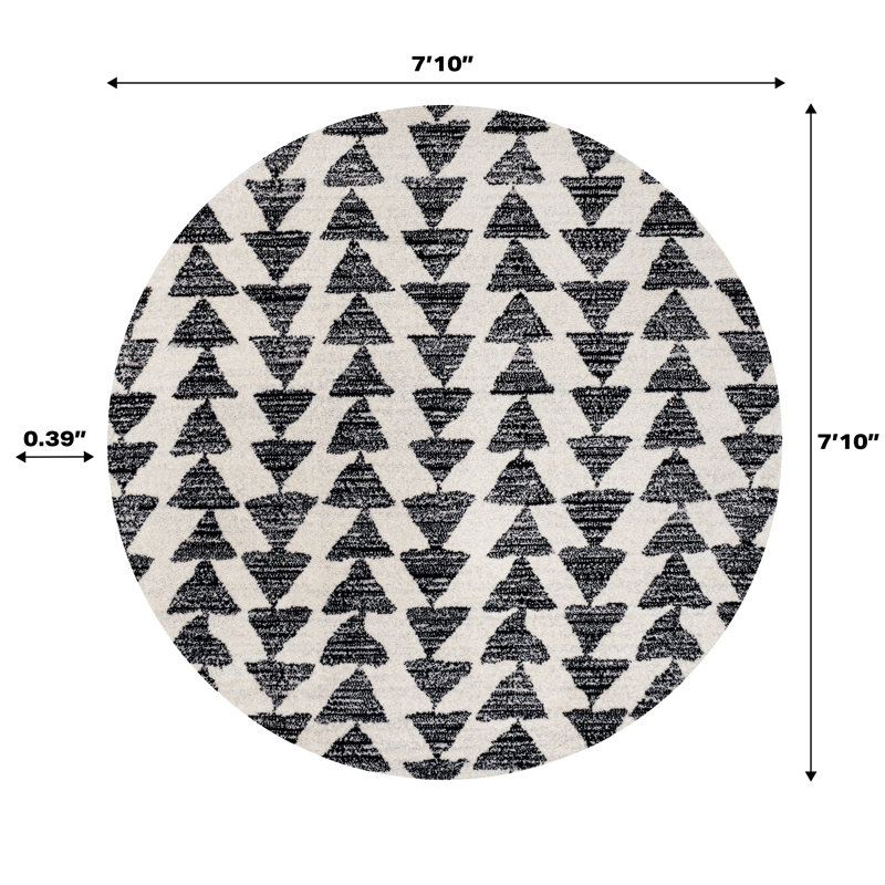 Tapis crème / noir Farnham, Rond 7 pi 10 po