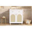 Meuble-lavabo de 30 po avec lavabo en céramique, meuble-lavabo à cadre en bois massif avec tablette réglable, tiroir basculant, panneaux avant en rotin
