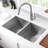 Undermount Stainless Steel Kitchen Sink 90 Degree Zero Radius with Bottom Grid and Strainer-111029436-111029438