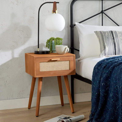 Holdrege 1 Hessian Drawer Bedside Table