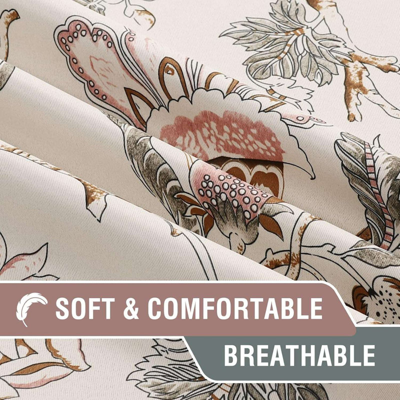 Blackout Curtains 2 Panels Set Floral Print Curtain Drapes for Living Room Thermal Insulated Grommet Window Curtains for Bedroom