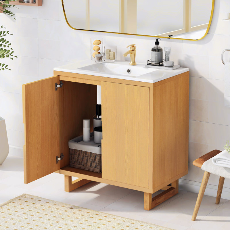 Rangement pour salle de bain Rinah, Bois robuste