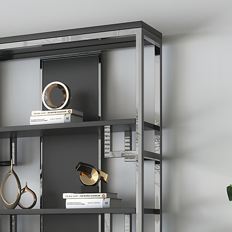 A light luxury and elegant bookcase, (4 Shelves) 78.7"H x 47.2"W x 11.8"D, Black