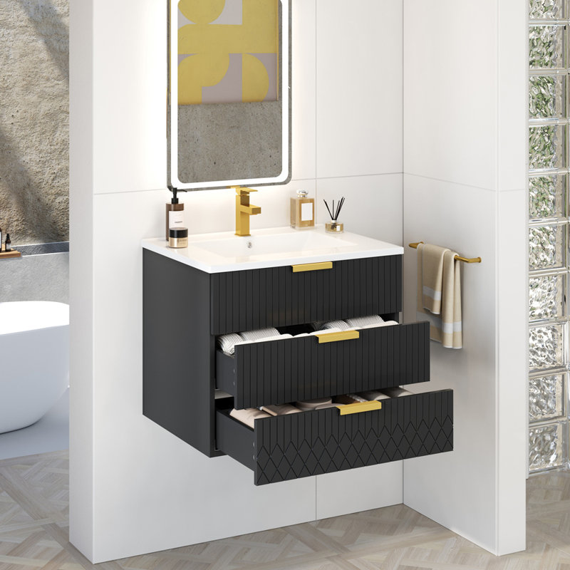 24inch Wall Mounted Cabinet, Black