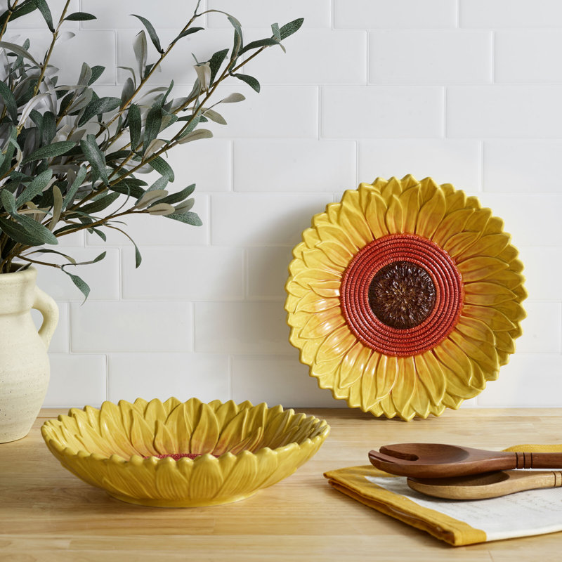 Fitz And Floyd Provence Sunflower Pasta Entrée Bowl, Set Of 2