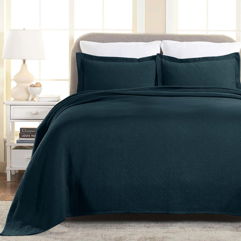 Ensemble de couvre-lit toutes saisons avec housse de coussin en tissu matelassé 100% coton Superior, Haute mer