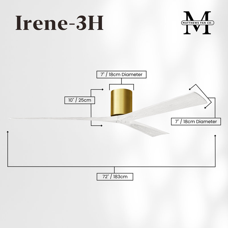 Irene Ceiling Fan, Brushed Brass, Matte White, 72"