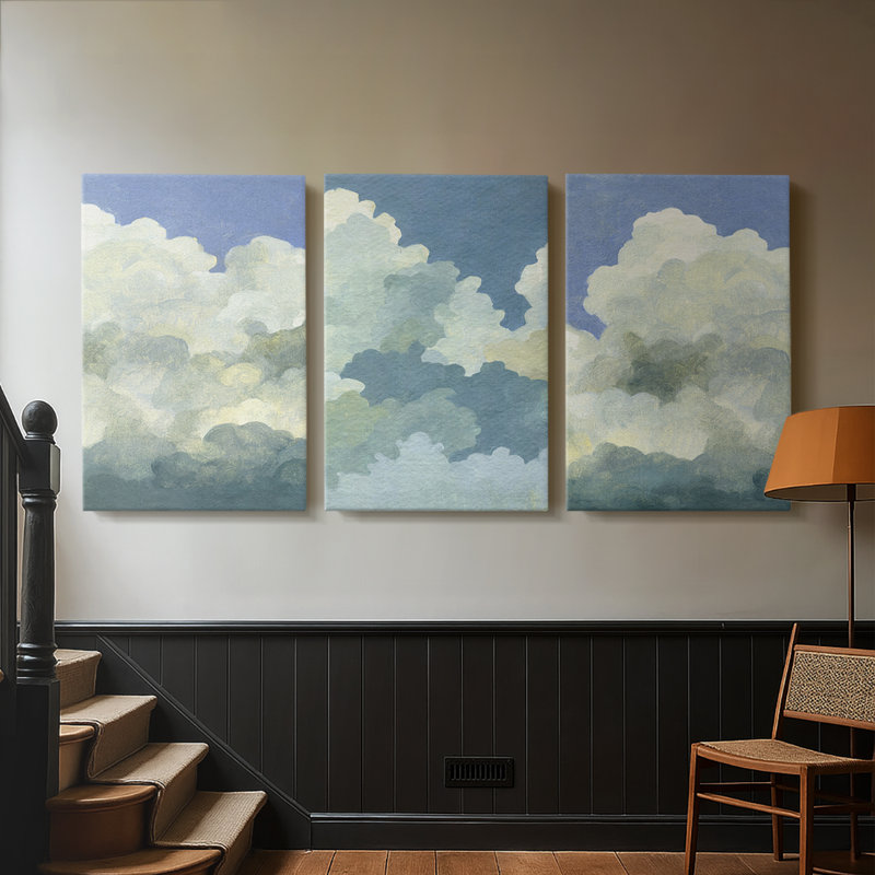 Cumulus Tower I - Toile tendue avec châssis sur mesure - 3 pièces, H 36 po x l 72 po