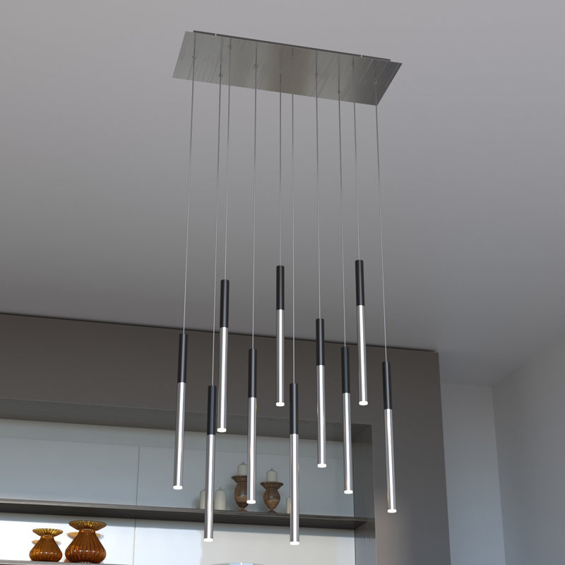 Baileyton 10 - Light Cluster Pendant, Black Top and Brushed Nickel