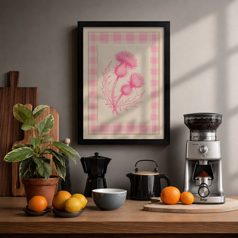 Three Thistles Botanical - Framed Print, A4 - 29.7 x 21.0 cm, Black