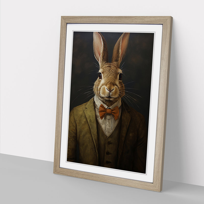 Hare in a Suit Painting No.3 - Framed Print, 34cm H x 25cm W, Oak Framed