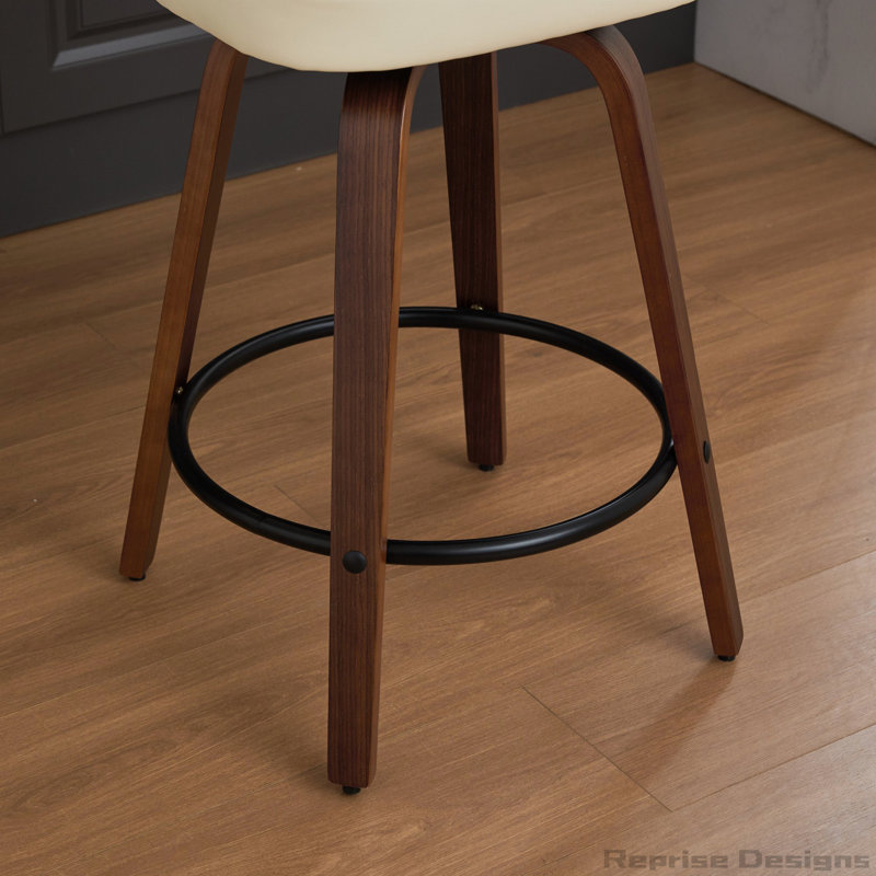 Ensemble de 2 tabourets de bar rotatifs à hauteur de comptoir avec dossier en canne, Beige