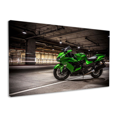 Green Motorbike - Wrapped Canvas Print