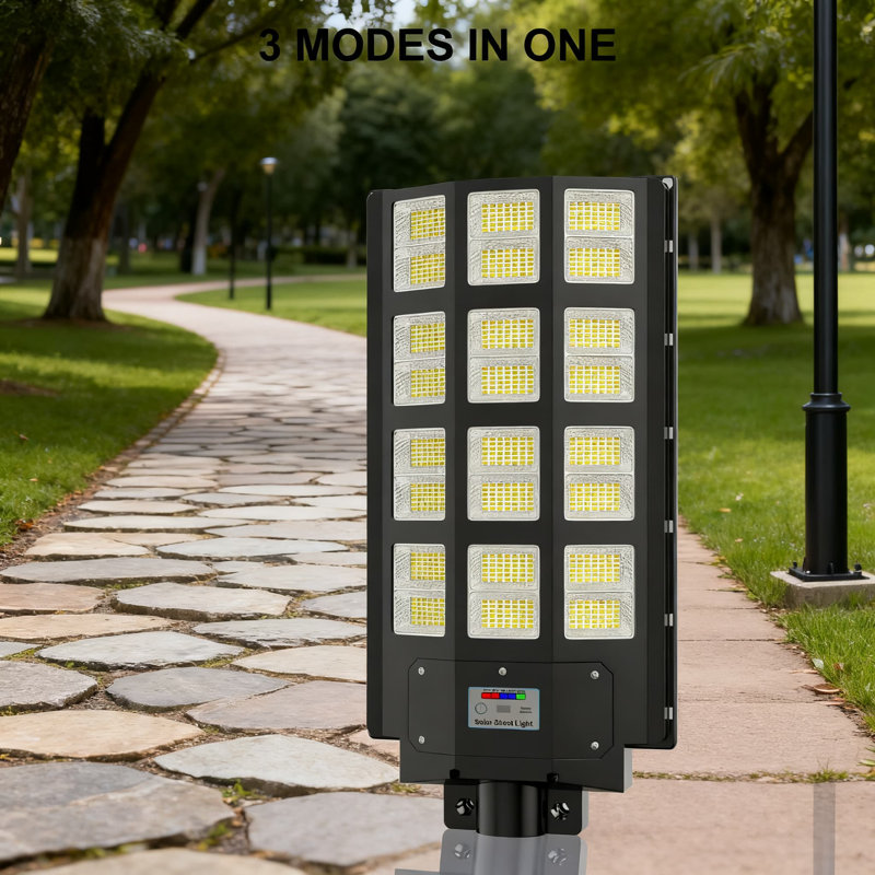 Réverbère solaire 8 000 W, 24 000 LM 7 000 K, lumière de sécurité extérieure ultra lumineuse avec capteur de mouvement, crépuscule à l'aube, imperméable, éclairage grand angle pour les stationnements, les rues, les parcs