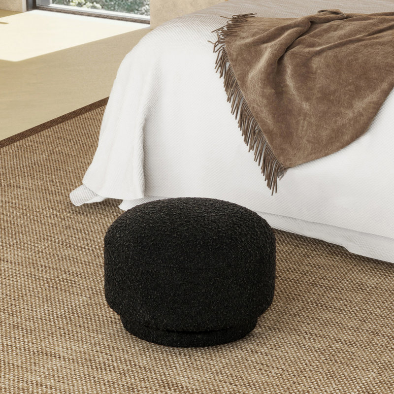 Ashalyn Upholstered Ottoman, Black Boucle