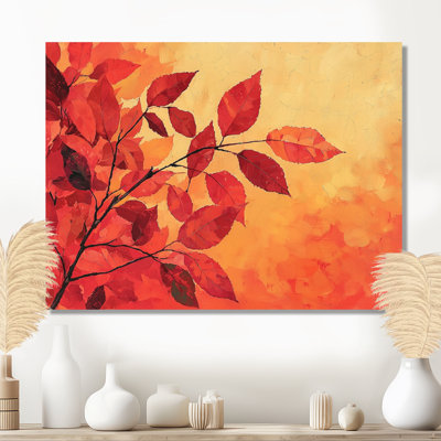 Automne coucher de soleil érable feuille III - reproduction d'art traditionnelle en métal, feuilles, décoration murale en métal
