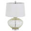 Ensemble de 2 lampes de table 23 po, base ronde en cristal, abat-jour en tissu blanc