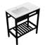 Lavabo de salle de bain mural 32 "x 18,5" avec trop-plein, pieds de support en acier inoxydable noir 304, hygiénique et facile à nettoyer, teinture compatible avec plusieurs environnements, installation