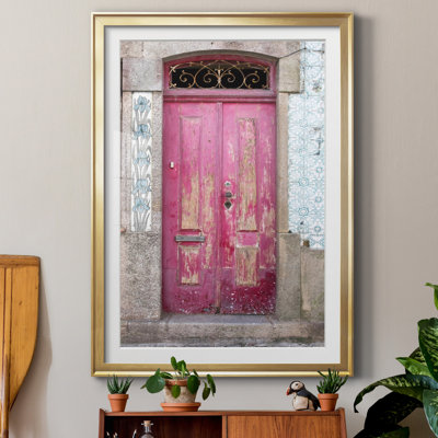Portuguese Door by Danita Delimont - Matted and Framed Under Acrylic Glass, Large Living Room Wall Art