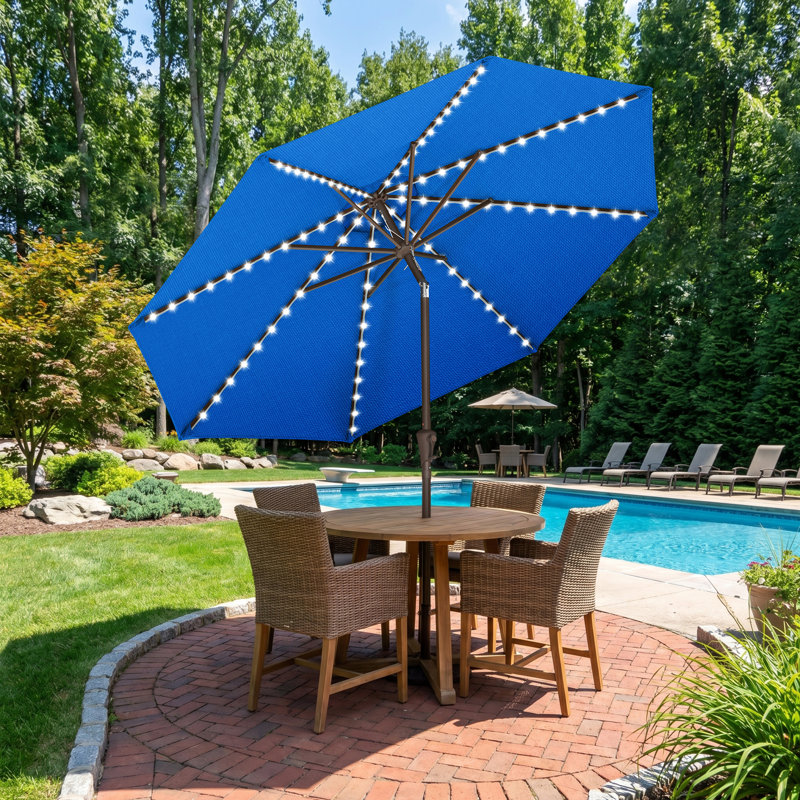 Parasol lumineux en oléfine 9 pi pour patio 9 pi, Bleu ciel