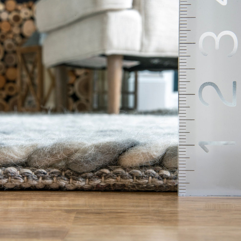 Tapis argenté tressé à la main Cottom, Rectangle 5 pi x 8 pi