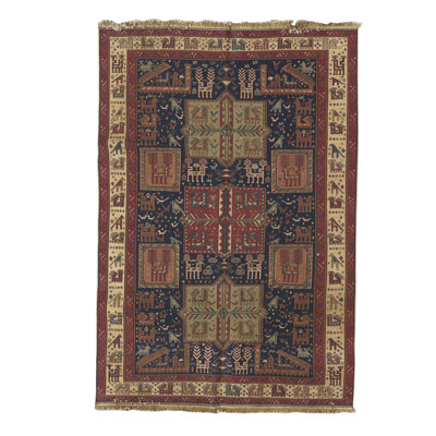 Tapis bleu de haute qualité noué à la main