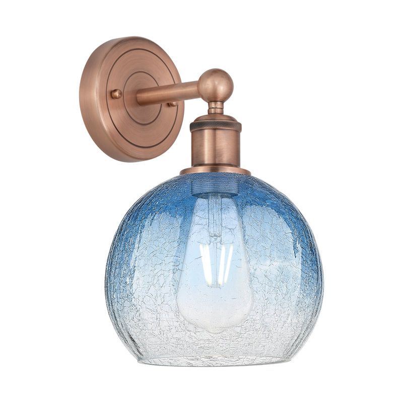Applique murale 1 lumière Edison - Appleton, Cuivre antique, Bleu saphir