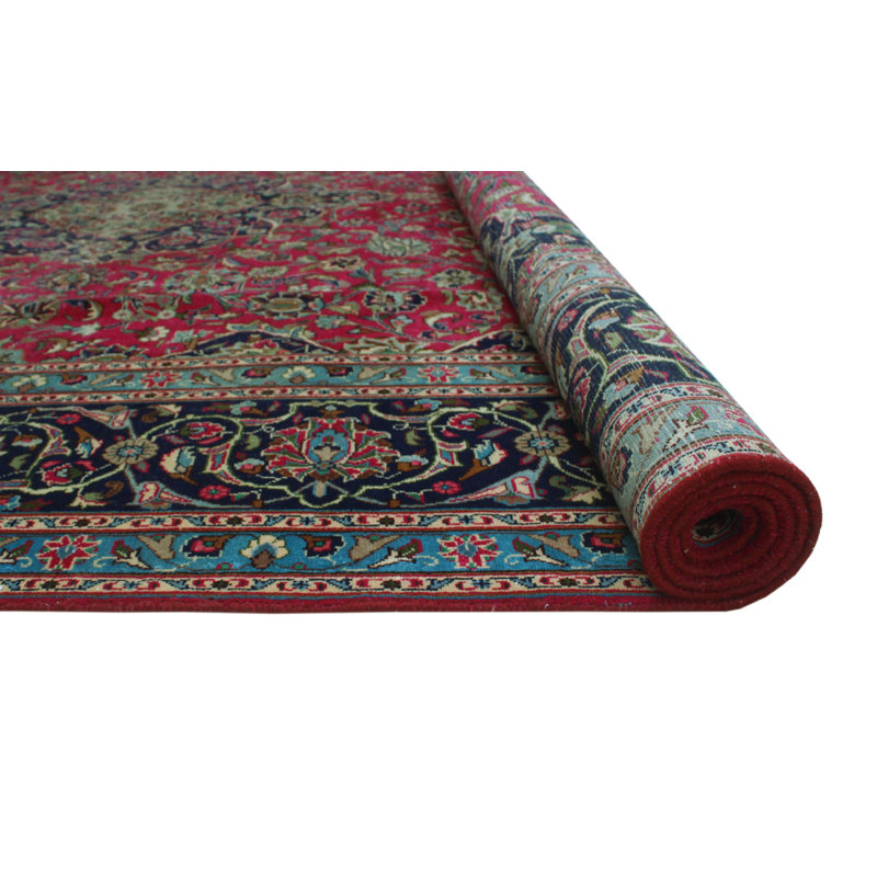 Tapis intérieur de la laine 9 pi 8 po x 13 pi 8 po "one-of-kind" à la main-noué la 1980 magenta Fine