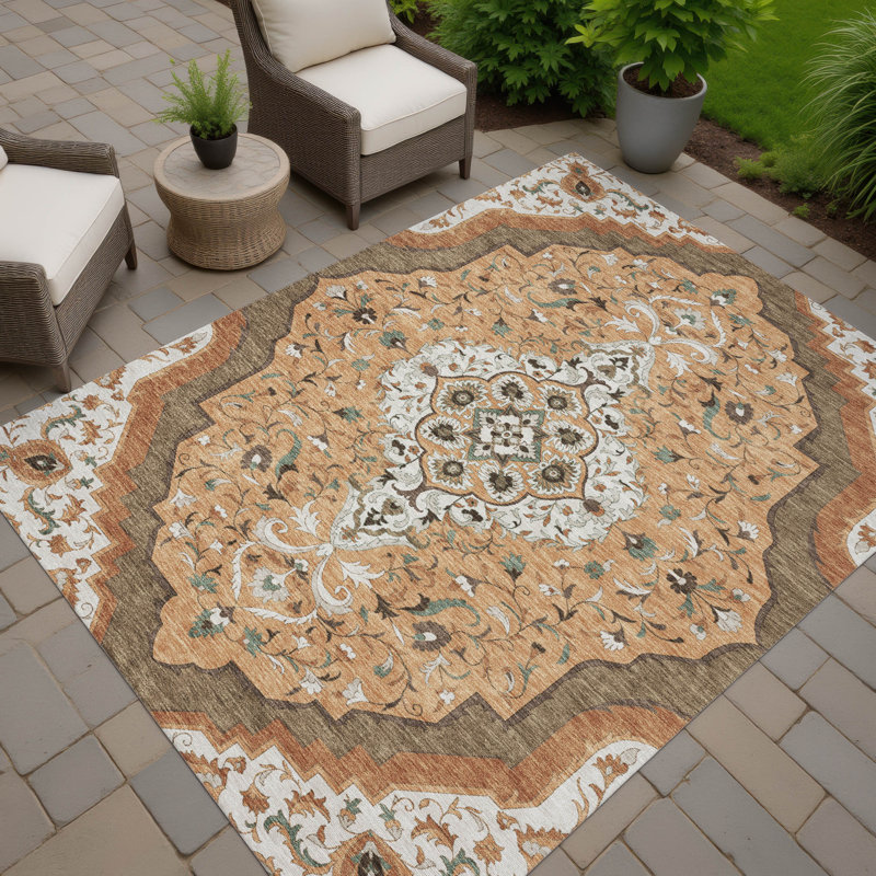 Machine Washable Indoor/Outdoor Chantille ACN2715 Global Rug, 3' x 5', Copper