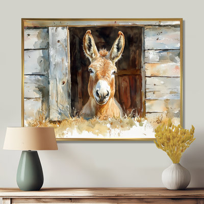 Mignon portrait d'âne à la ferme II - âne, art mural