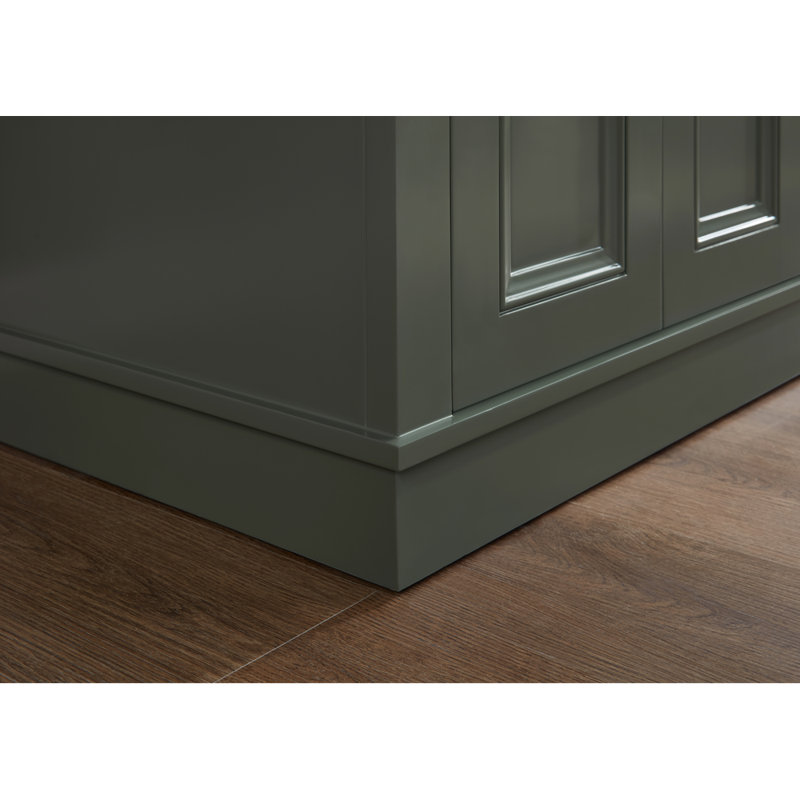 60" Solid Wood Sink Vanity With 1" Artificial Stone Top, Pewter Green, Rose Gold