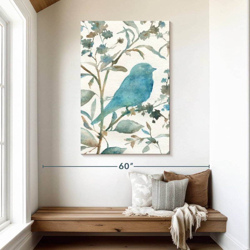 Silhouette d'oiseau bleu sarcelle Brampt III, H 48 po x l 32 po