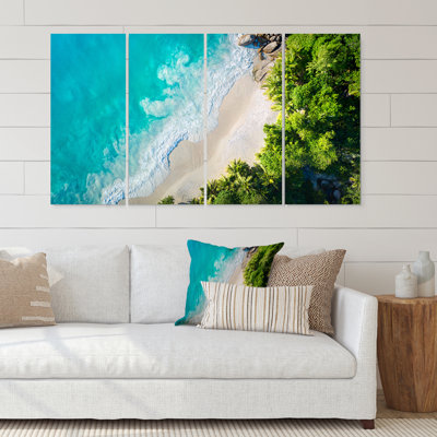 Vue aérienne de la plage tropicale turquoise IV - 4 pièces, impression sur toile tendue