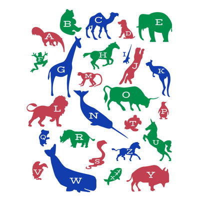 Décalcomanie murale alphabet animaux