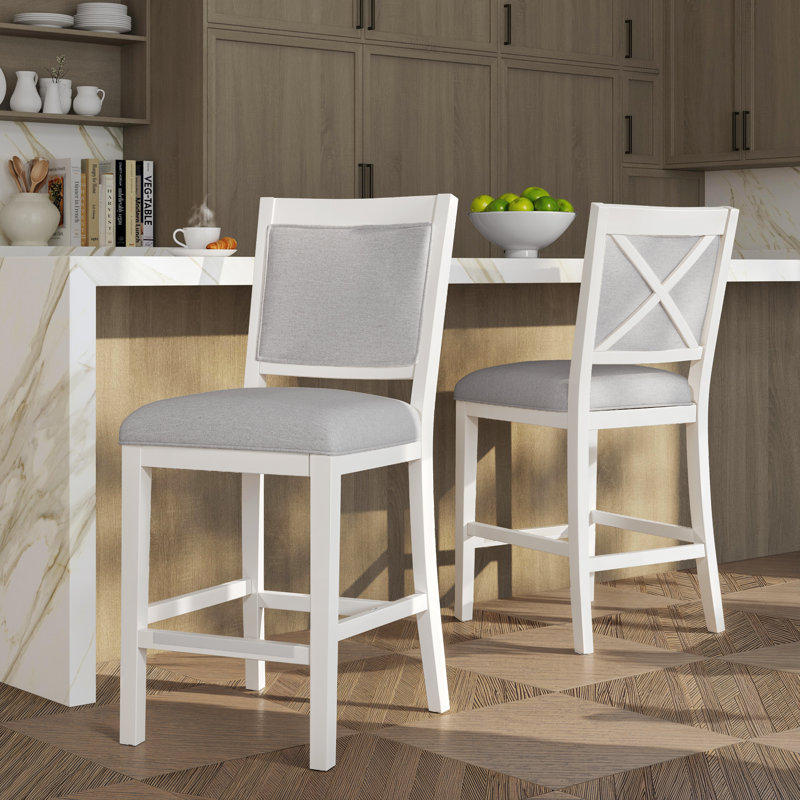 Nahumveer Solid Wood Upholstered Counter Stool