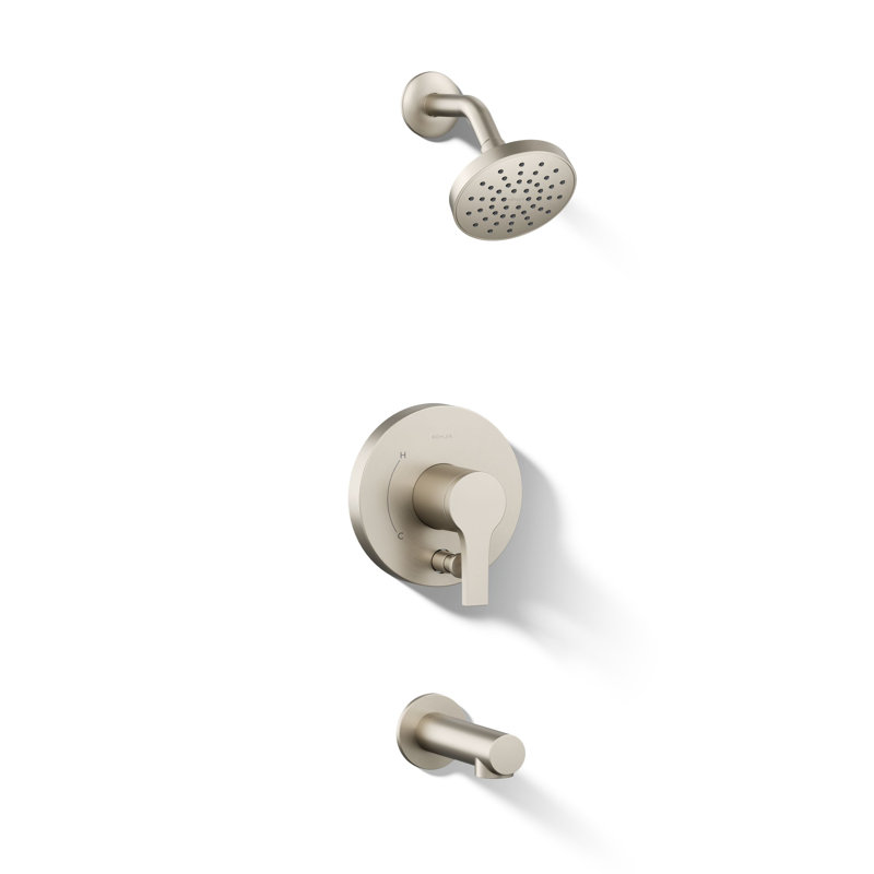 Ensemble de garniture de baignoire et douche Elate Rite-Temp avec inverseur à bouton-poussoir, 1,75 gal / min, Nickel brossé