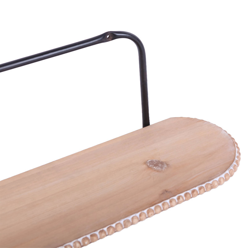 Arroya Mariah Oval Metal Accent Shelf with Live Edge, 6.69" H x 16.54" W x 6.3" D