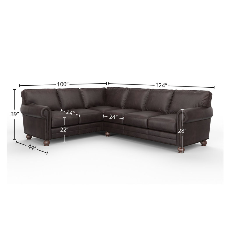 Montana 3x2 Upholstered Sectional, Right, Cetus Java Genuine Leather